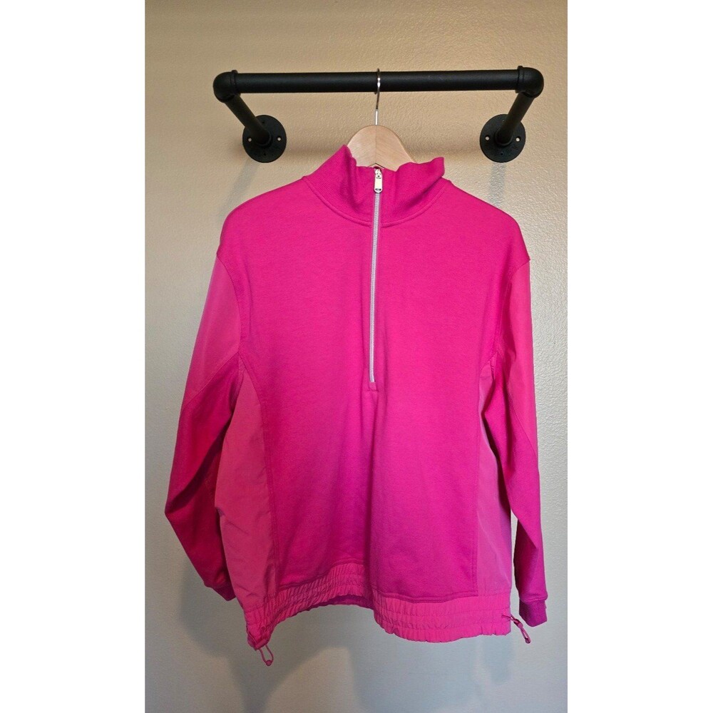 Athleta triumph Hybrid Half Zip Sweatshirt Hot‎ Pink Barbiecore Size Medi…